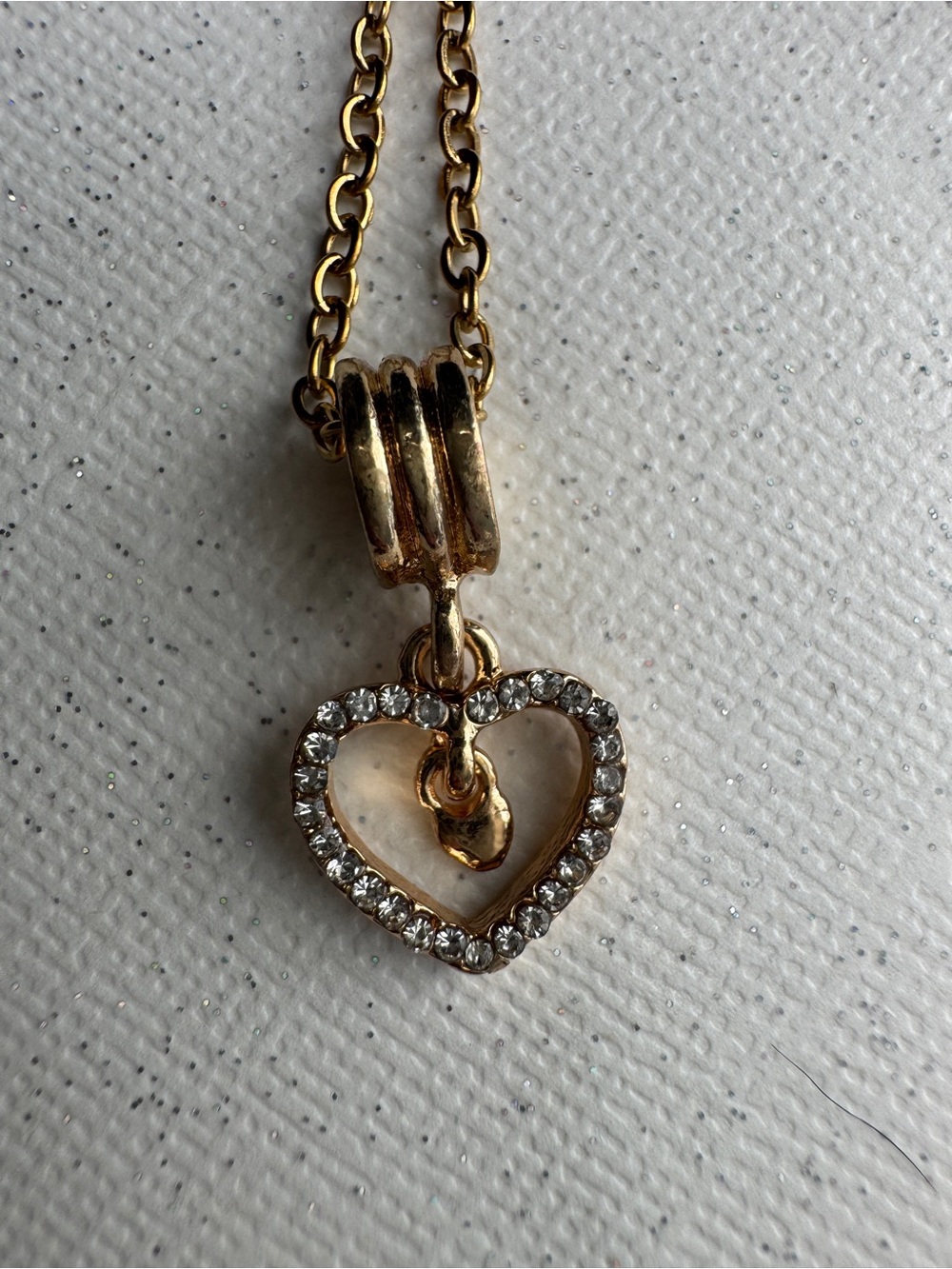 Gold Heart Pendant Necklace with Clear Crystal Accents